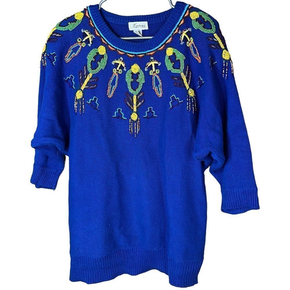 Vintage 90’s Marina Beaded Southwestern Sweater‎